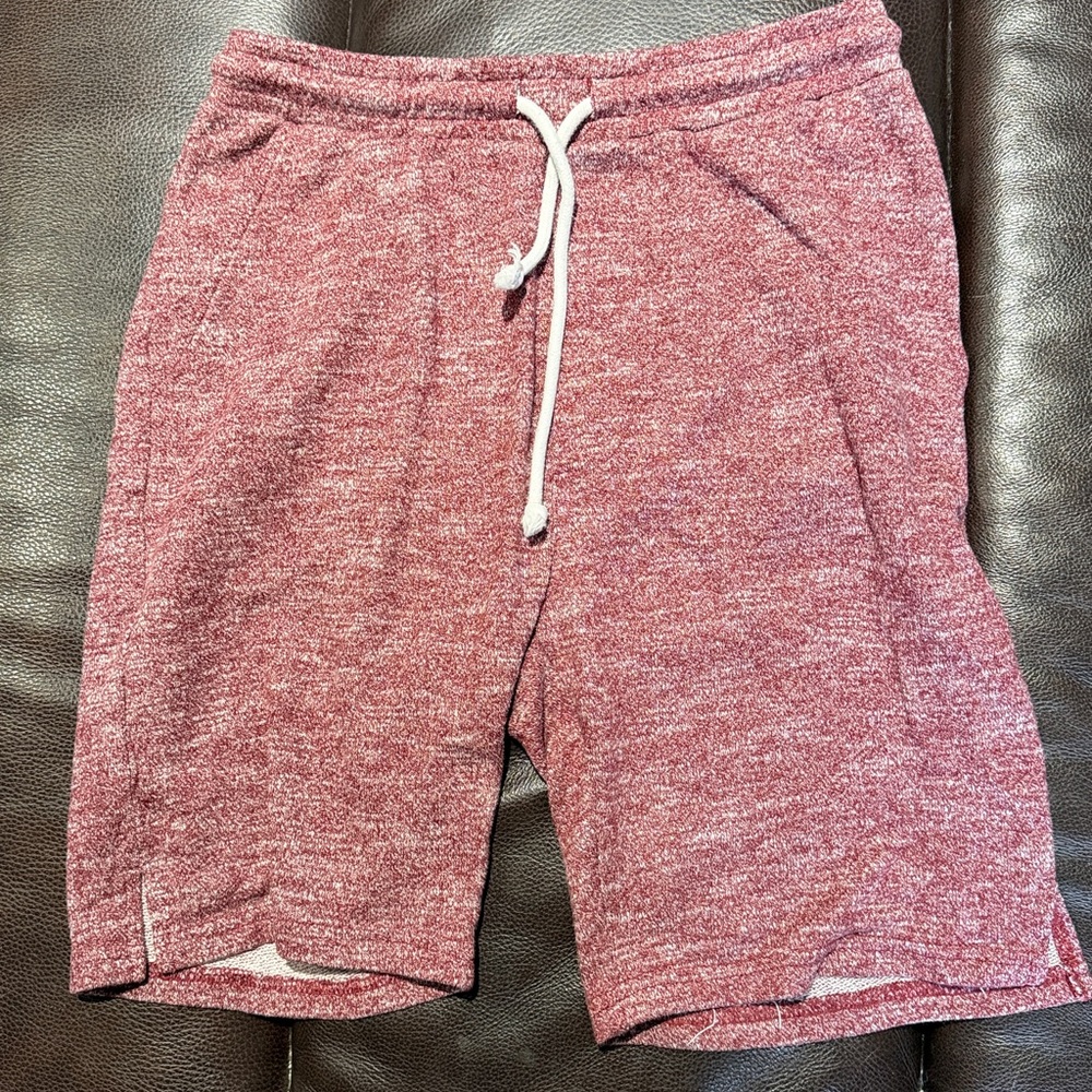 Red Heathered Drawstring Shorts